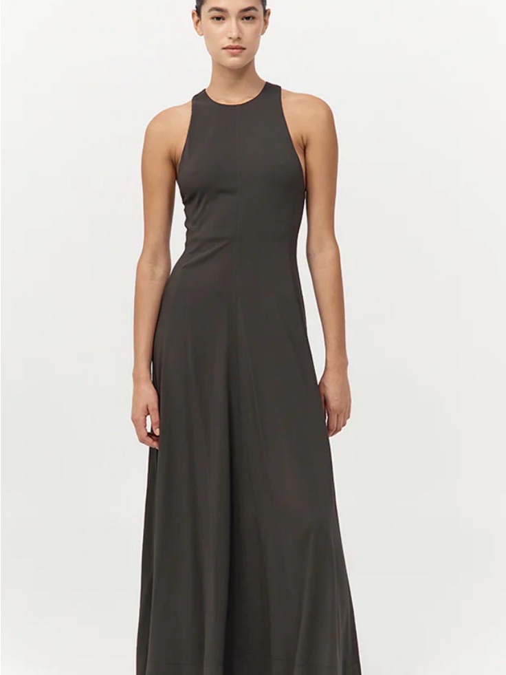 St. Agni Cut Away Maxi Dress In Black Olive